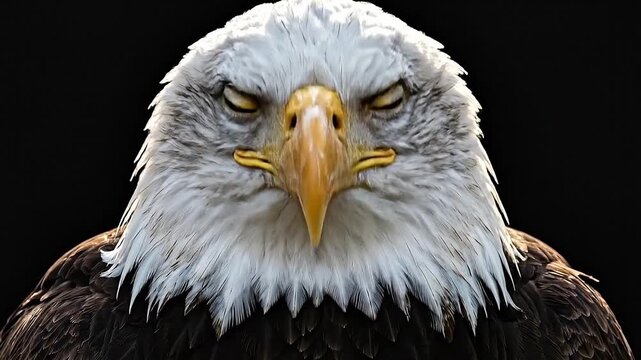 Fierce Bald Eagle Portrait on Black Background