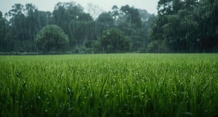 Fototapeta premium Green countryside water sustainability achieved through effective rainwater harvesting