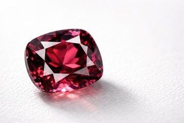Fototapeta premium Macro close up of a spinel stone on a pristine white textured background with copy space