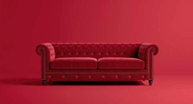 Sophisticated red divan set on a sleek background