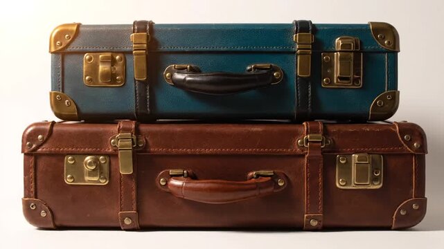 Vintage luggage stacked for travel.
