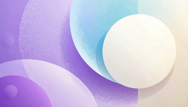 Arri&egrave;re-plan abstrait compos&eacute; de cercles superpos&eacute;s aux tons pastel violet et bleu avec une texture granuleuse douce pour un design moderne et &eacute;pur&eacute;.