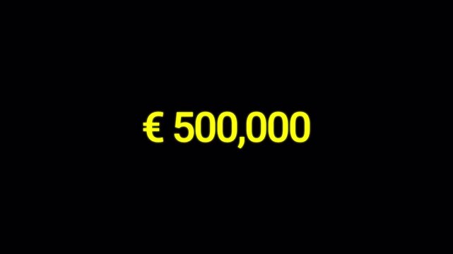 colorful 1 million pound counter animation on transparent background, counting 1 million pound numbers animated.
