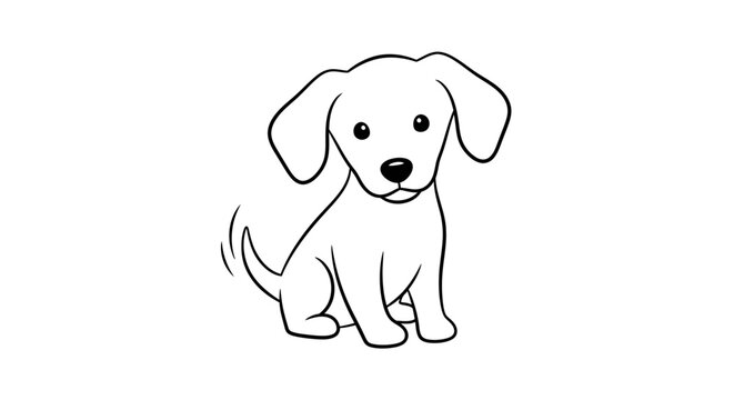 An adorable beagle dog vector illustration and cute puppy cartoon sitting isolated on a white background as a purebred domestic pet animal