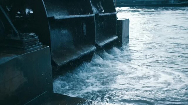 Water wheel in motion.