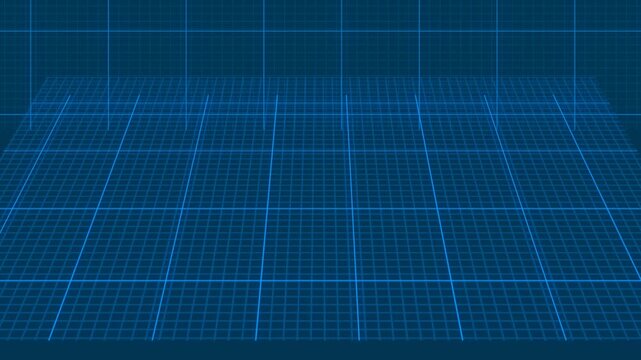 Grid line animation and move on background, grid graph pattern background moving technology concept