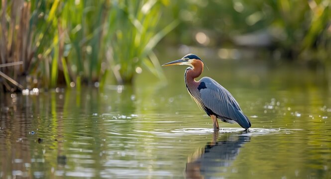 Vividly colored tricolored heron presenting full breeding plumage