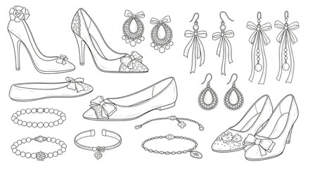 Obraz premium Collection of Elegant Footwear and Sparkling Jewelry.
