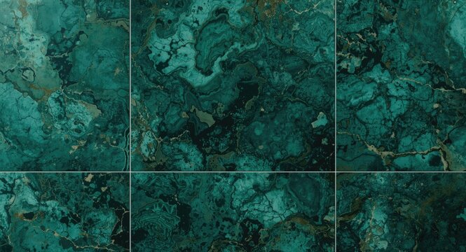 Wall and floor ceramic tile texture featuring malachite green stone pattern