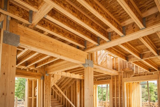 Engineered Wood Joists Supporting Custom Home Construction Interior