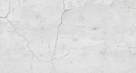 Obraz premium Textured white cement wall with cracks and broken areas used as background with copy space