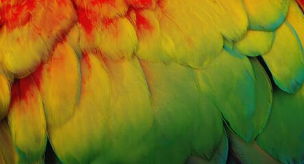 Obraz premium vibrant parrot feather texture background with copy space for computer screen