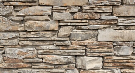 Fototapeta premium Natural rough stone veneer with weathered rock patterns perfect for decorative architecture
