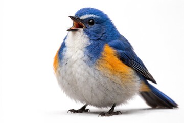 Obraz premium Himalayan Bluetail Singing Against White Background
