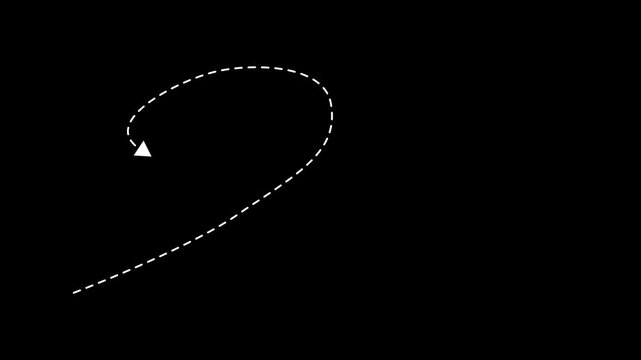 Simple dotted arrow animation loop on transparent background for video editing, motion templates, and explainer video overlays.4k video black background