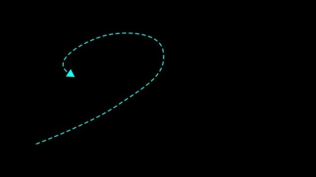 Simple dotted arrow animation loop on transparent background for video editing, motion templates, and explainer video overlays.4k video black background