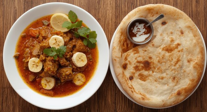Tasty Beef Curry Fry with Banana and Authentic South Indian Parotta