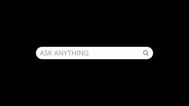 Search engine bar icon animation on transparent background, search anything icon sign bar animated with alpha channel.