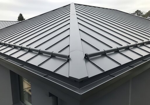 Stylish corrugated roof with symmetrical arrangement, providing protection