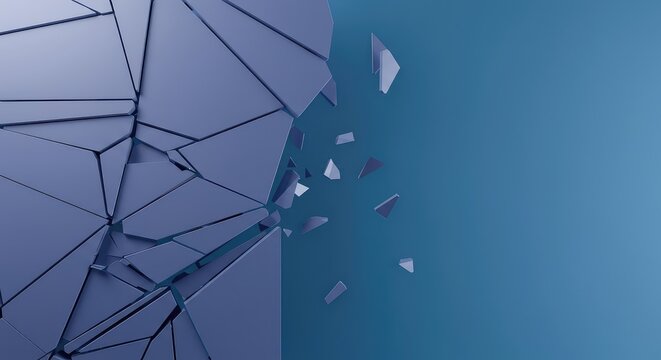 Abstract backdrop featuring shattered geometric planes creating a disjoined structure, symbolizing broken connectivity and visual chaos ,futuristic ,texture ,connectivity