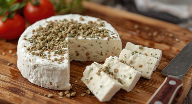 Traditional June festivity featuring aromatic cumin cheese presented on a wooden surface