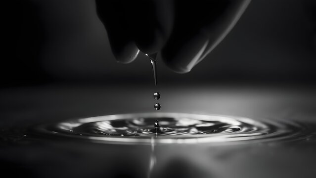 Close up of hand touching water.