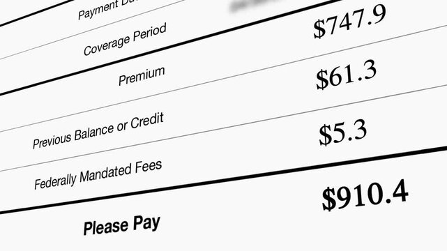 Invoice Bill with Rising Price Counter Close Up 4K Video