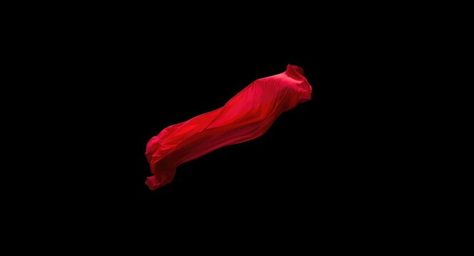 Waving flag displayed on deep black backdrop