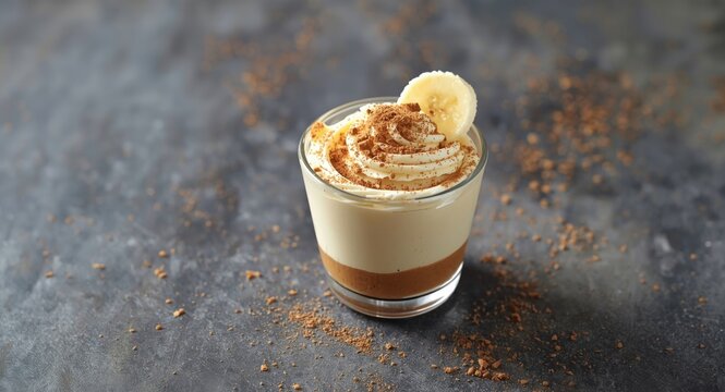 Sweet Banoffee pie served in a cup ideal for individual portions