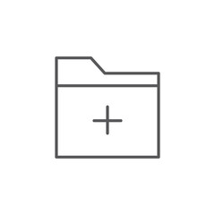 Fototapeta premium Minimalist linear folder icon with plus sign representing new directory creation, adding files, and organized digital document storage for applications. 