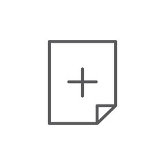 Fototapeta premium Minimalist document icon with plus sign for create new file, add document, and content management in mobile app UI design. 