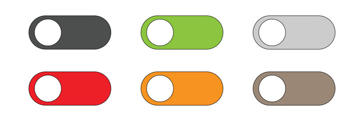 Fototapeta premium On and off toggle switch buttons in material design. A set of modern switch buttons for UI elements, apps, and websites. Clean and minimal vector illustration. EPS 10 .