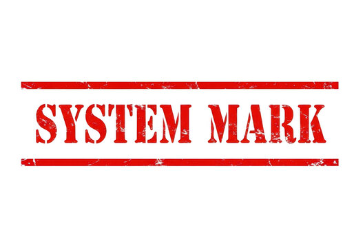 Red dashed border with system mark text in the center