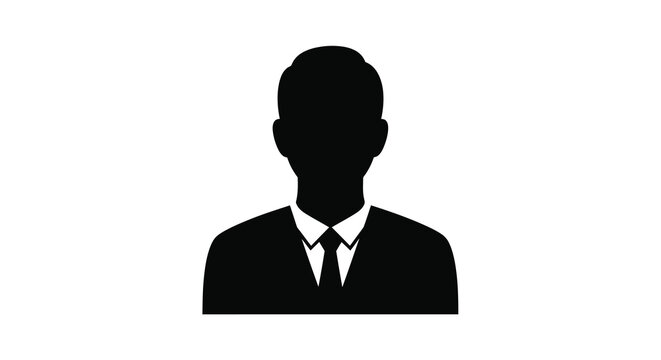 Silhouette of a man in a suit and tie against a white background