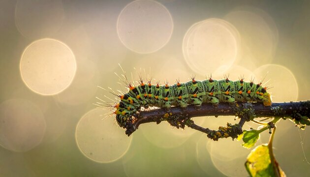 green caterpillar on a green background