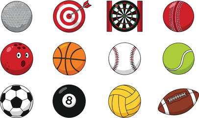 Collection of Sport Equipment Including Balls, Darts, and More © Sanjida