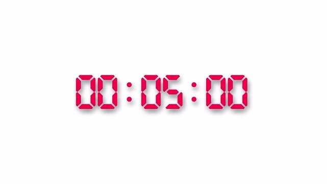 Digital 30 seconds countdown timer animation on transparent background, 0 to 30 seconds timer animated.