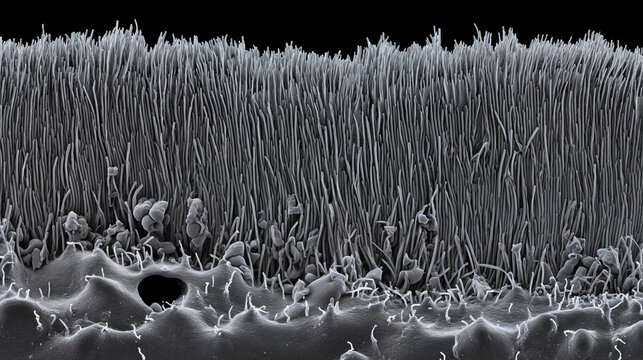High-Resolution FESEM Profile of Intestinal Brush Border with Biological Debris
