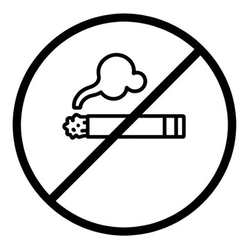 No Smoking Line Icon with Cigarette and Cross Out
