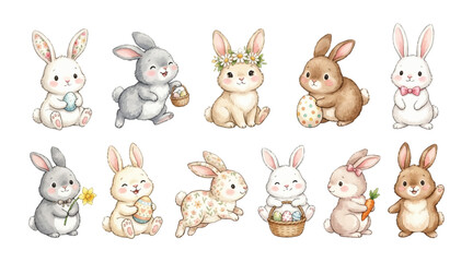 Obraz premium watercolor cute fluffy easter rabbit