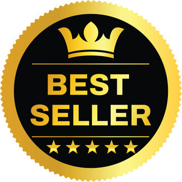 Best Seller Badge Logo Design, Best Seller Sticker and Label with 100% Satisfaction Guaranteed Text, Premium Quality Marketing Seal and Trust Mark, Vector Illustration