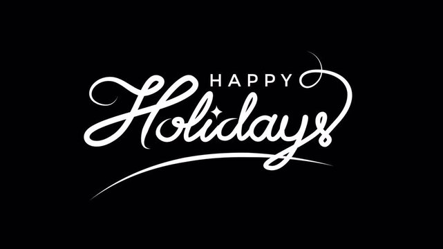 Animated White Happy holidays Handwritten Letter on transparent background