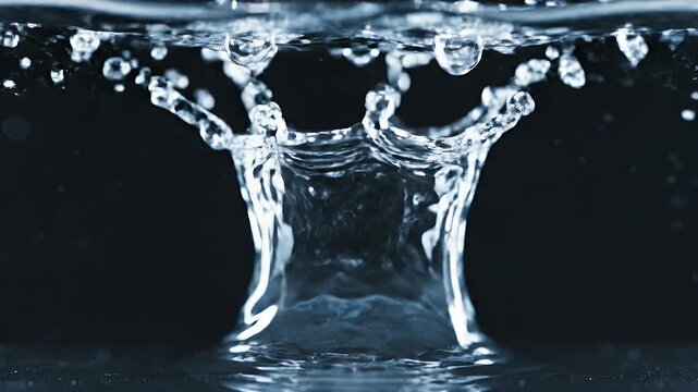Close-up of water splash forming a crown shape with droplets