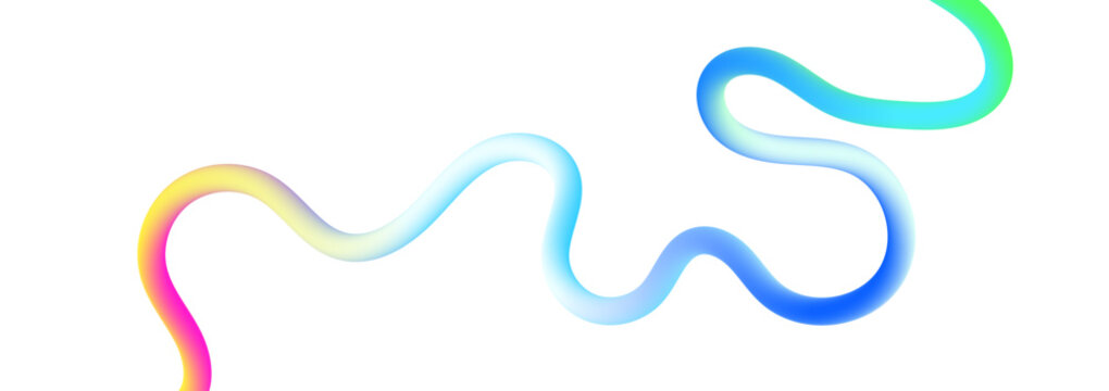 Abstract Gradient Line Pattern with 3D Wave Rainbow Ribbons. Colorful Vector Background with Dynamic Curves and Smooth Flowing Design Style.