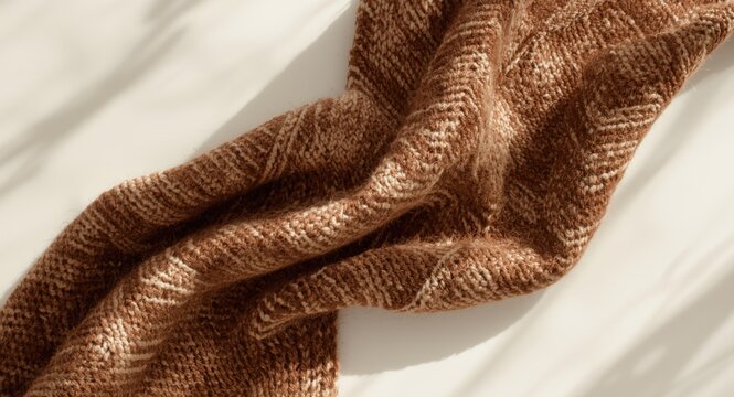 Wool textile featuring zigzag knitting pattern and detailed textured background for clothing
