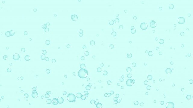 Blue water bubbles rising on transparent background, refreshing underwater carbonation effect for cinematic background and video transitions
