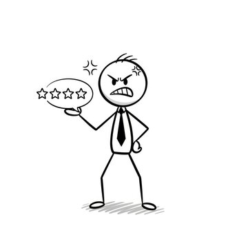 Angry businessman giving bad rating feedback.