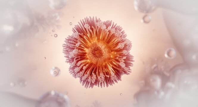 High magnification of blooming diatom marine microalgae at 400 times with copyspace