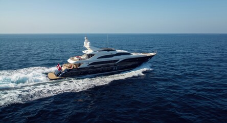 Fototapeta premium majestic yacht navigating wide open sea waters with grace