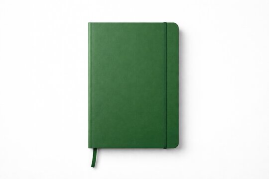 Green Notebook with Solid Cover Isolated on White Background